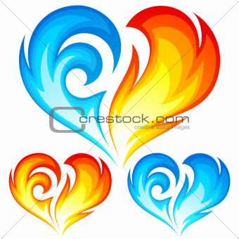 Fire and Ice vector heart. Symbol of love.
