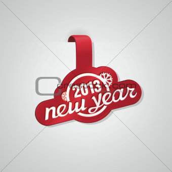Red sticker with text: new year 2013