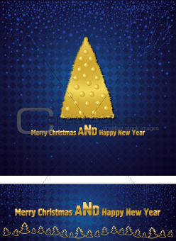 New Year and Christmas background with a gold tree