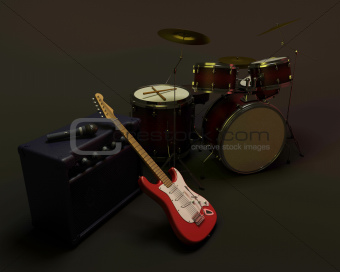 drum kit and guitar