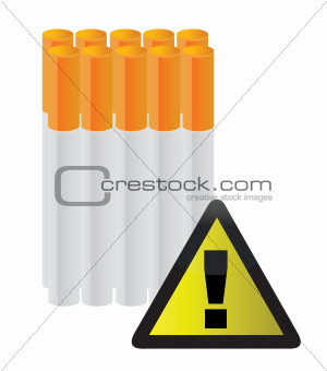 cigarettes behind a warning sign