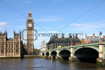 Big Ben and Westminster bridge, London