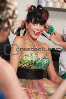 Excited Woman in Salon