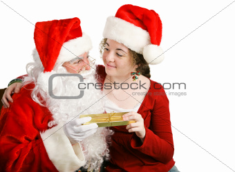 Girl Gets Christmas Present From Santa