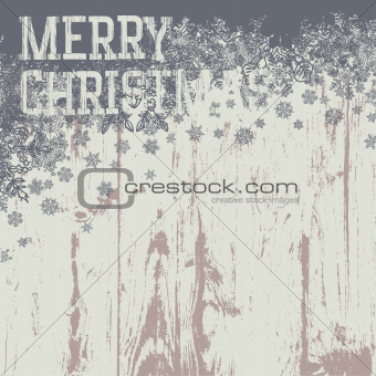Merry christmas greetings on wooden background. Vector illustrat