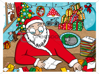 Santa Claus reading messages