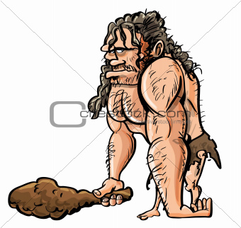 Cartoon caveman with wooden club
