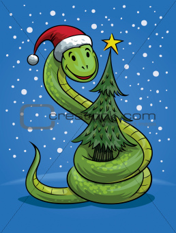 Christmas Snake Cartoon
