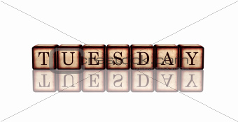tuesday in 3d wooden cubes banner