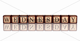 wednesday in 3d wooden cubes banner