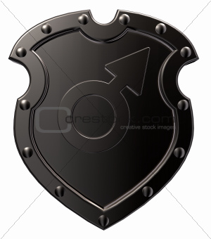 male symbol on shield