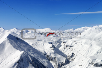 Sky gliding in Caucasus Mountains