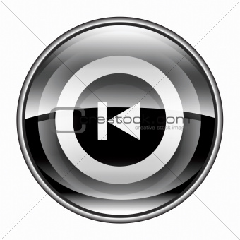Rewind Back icon black, isolated on white background.