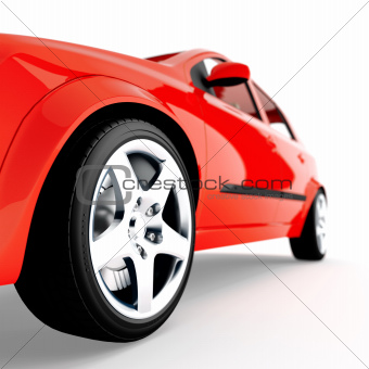 red car of sports type on a white background