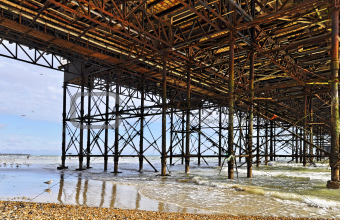 The Brighton Pier seen from underneath