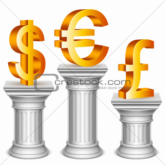 Currency symbols on sport podium.