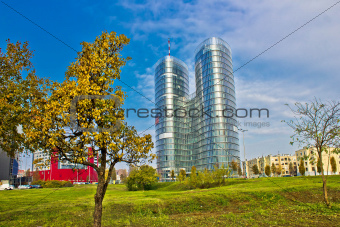 Modern twin tower in City of Zagreb
