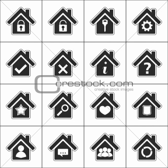 Set of icons with a house