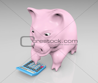 piggy with a calculator