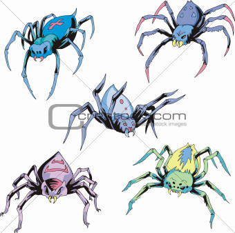 Set of spider tattoos