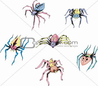 Set of spider tattoos