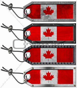 Canada Flags Set of Grunge Metal Tags