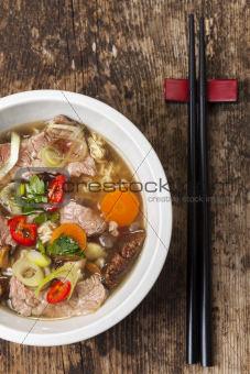 closeup of a vietnam pho soup 