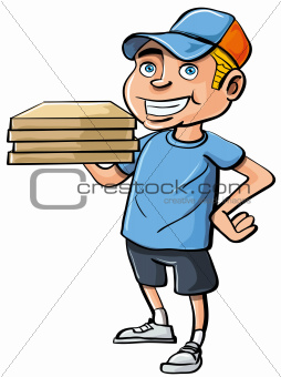 Cartoon pizza delivery boy