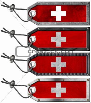 Switzerland Flags Set of Grunge Metal Tags