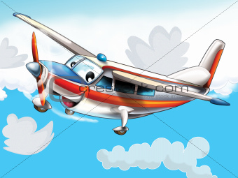 Little happy, cartoon plane