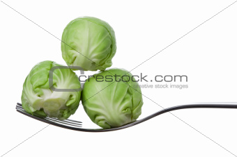 brussel sprouts on a fork