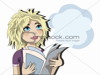 Blond girl reading
