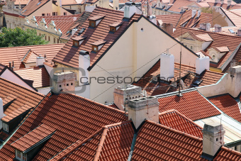 Tiled roofs of Prague, Czech Republic. 