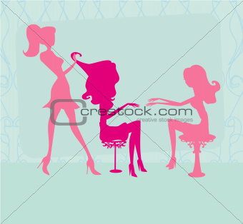 Vector illustration of the beautiful woman in beauty salon
