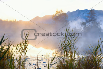 Barmsee in Alps at sunrise