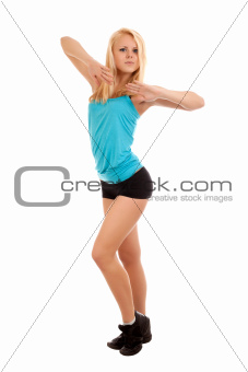 Sexy young blonde woman dancing