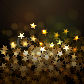 Golden Christmas background with stars, vector Eps10 image