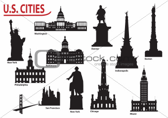 Silhouettes of U.S. cities