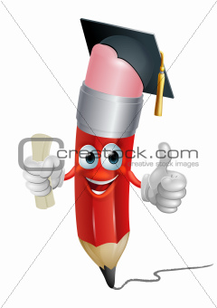 Pencil mascot graduating