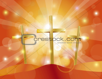Easter Good Friday Gold Crosses Illustration