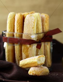 Traditional Italian sugar biscuit cookies savoiardi