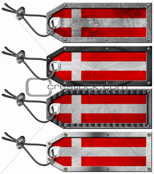 Denmark Flags Set of Grunge Metal Tags