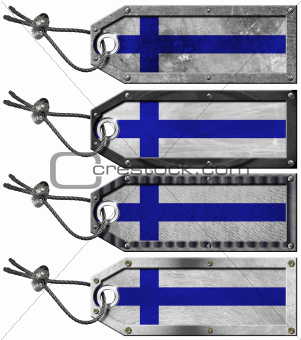 Finland Flags Set of Grunge Metal Tags