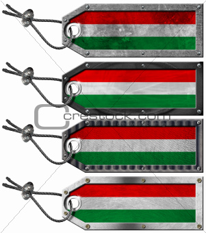 Hungary Flags Set of Grunge Metal Tags