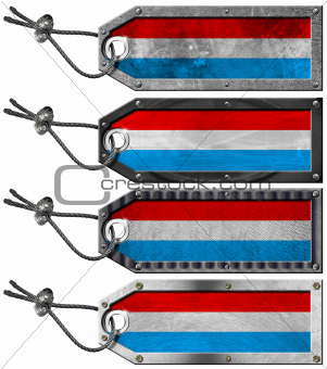 Luxembourg Flags Set of Grunge Metal Tags