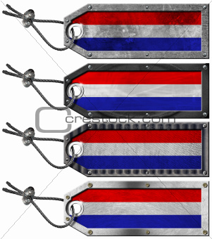 Netherlands Flags Set of Grunge Metal Tags