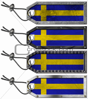 Sweden Flags Set of Grunge Metal Tags