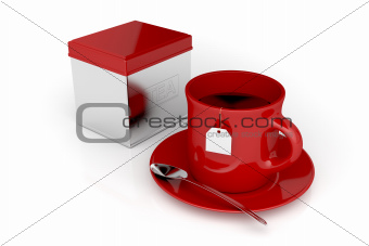 Tea cup and metal box