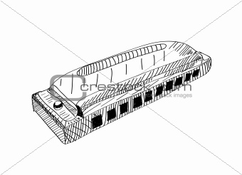 Harmonica in black and white lines