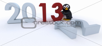 Glossy Penguin Character bringing in the new year